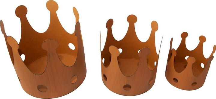 Produktbild Natura Punto 3-teiliger Kerzenhalter, verschieden Grössen, Krone, Rostoptik (11 x 11 x 11 cm, 15 x 15 x 15 cm, 18 x 18 x 18 cm)