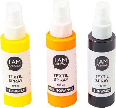 Actual product image I Am Creative Textile spray set, 100ml, 3 pcs. (Black, Neon yellow, Neon orange, 100 ml)