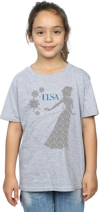 Actual product image Disney Girls Frozen Elsa Christmas Silhouette Cotton T-Shirt (152, 158)