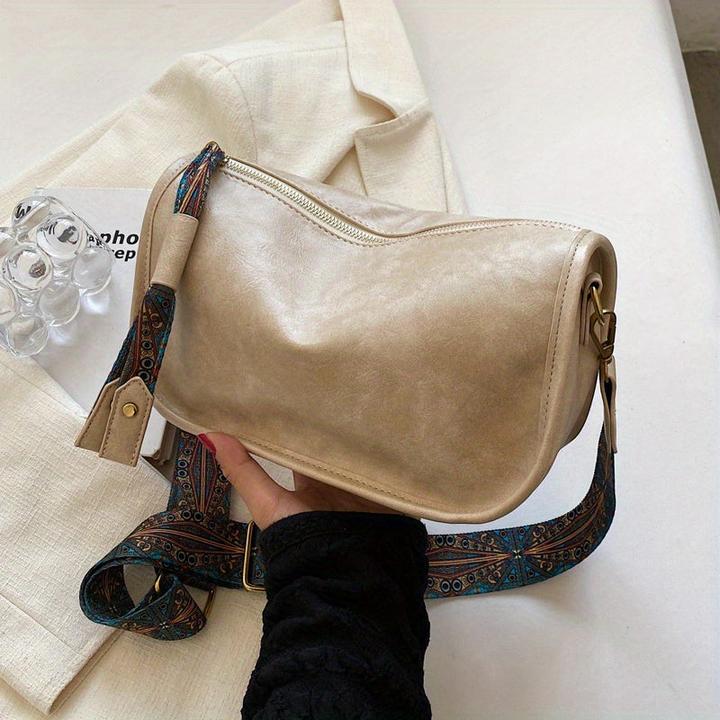 Actual product image Only-Bags.Store Graphic Pattern Zipper Crossbody Bag, Stylish Shoulder Bag with Wide Strap, Vintage Daily