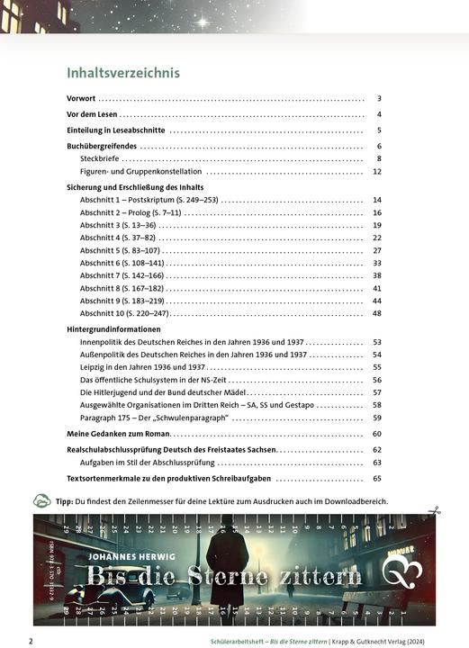 Immagine prodotto Bis die Sterne zittern - Johannes Herwig - Schülerarbeitsheft (Tedesco, Florian Fuchs, Irina Goldschmitt, 2024)