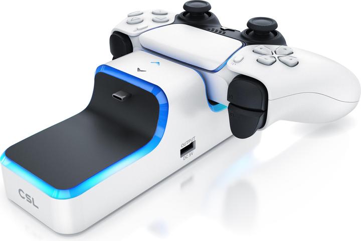 CSL Ladestation für PS5 Controller, Twin Charge, Gamepad Ladegerät, wireless, USB Ladekabel, LED Anzeige (PS5)