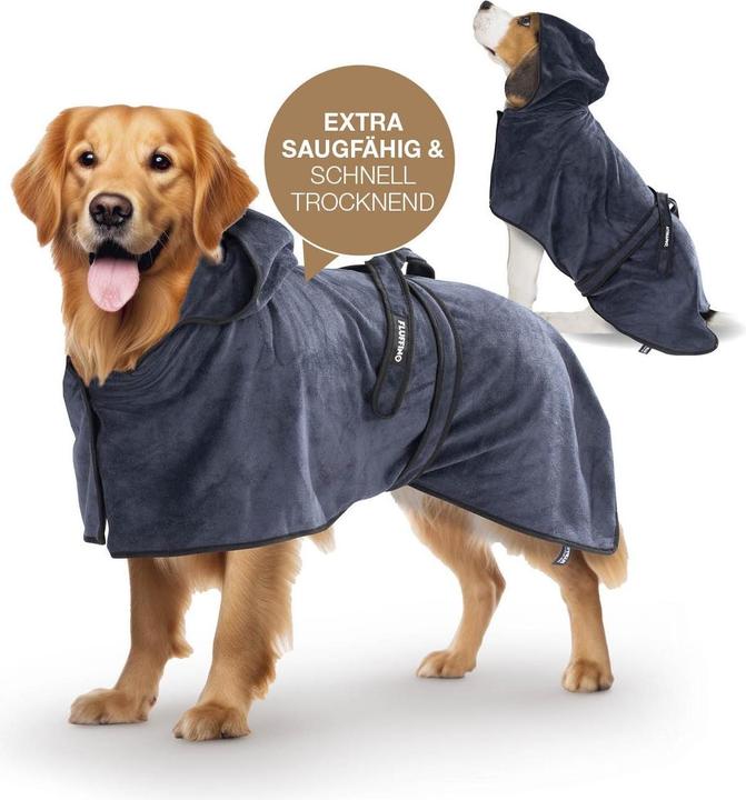Immagine prodotto Fluffino Accappatoio Beige / Blu, M (M, Accappatoio per cani)