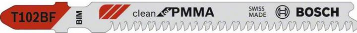 Actual product image Bosch Professional Zubehör PRO Plastics PMMA clean T102BF jigsaw blade, 92 mm, 3 pcs.