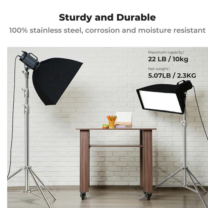 Actual product image K&F Concept 2,8m photography light stand Spring Buffer Heavy Duty Stainless Steel Stand (10 kg)