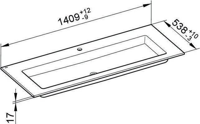 Produktbild Keuco Keramik-Waschtisch ROYAL 60 1409x17x538mm m 1L-Boh we (538 mm, 1409 mm)