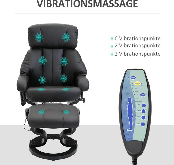 Actual product image Swisshandel24 Massage armchair Footstool Black Relax armchair Electric TV armchair with reclining function Faux