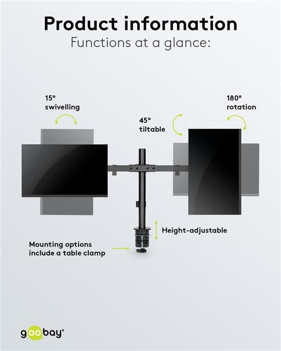 Actual product image Goobay Doppel-Monitorhalterung (Table, 32")