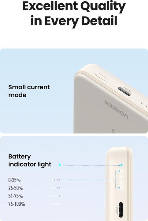 Produktbild Ugreen Mini Powerbank Wireless with MagSafe (10000 mAh, 20 W, 37 Wh)