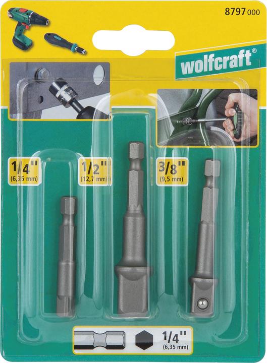Produktbild wolfcraft wolfcraft 1 Stecknuss-Adapter Aufnahme 1/2, l=72mm (1/2")