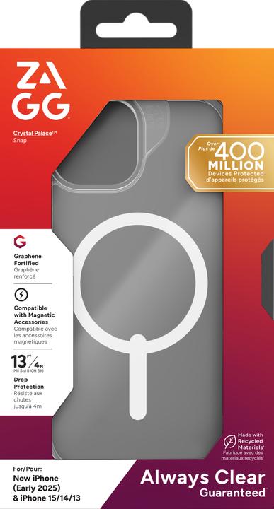 Actual product image Zagg Crystal Palace Snap Case iPhone 16/15/14/13 Clear (Apple iPhone 16e)