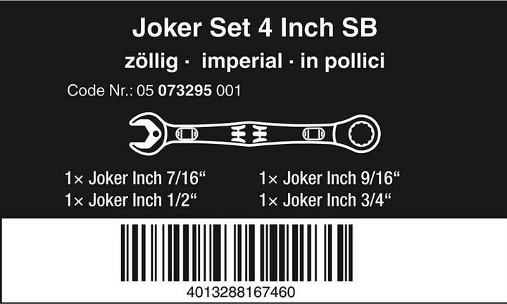 Produktbild Wera 6000 Joker 4 Imperial Set 1 (10  mm, 15 mm, 19 mm, 13 mm, 17 mm, 11 mm, 16 mm, 14 mm, 18 mm, 12 mm)