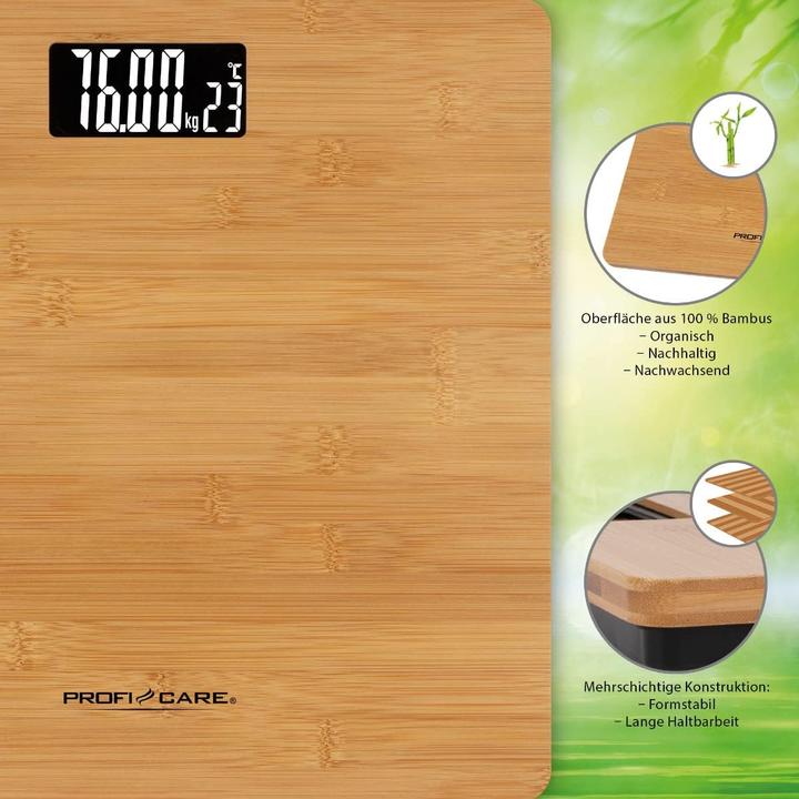 Image du produit Profi-Care ProfiCare PC-PW 3103 2 en 1 avec thermomètre bambou (180 kg)
