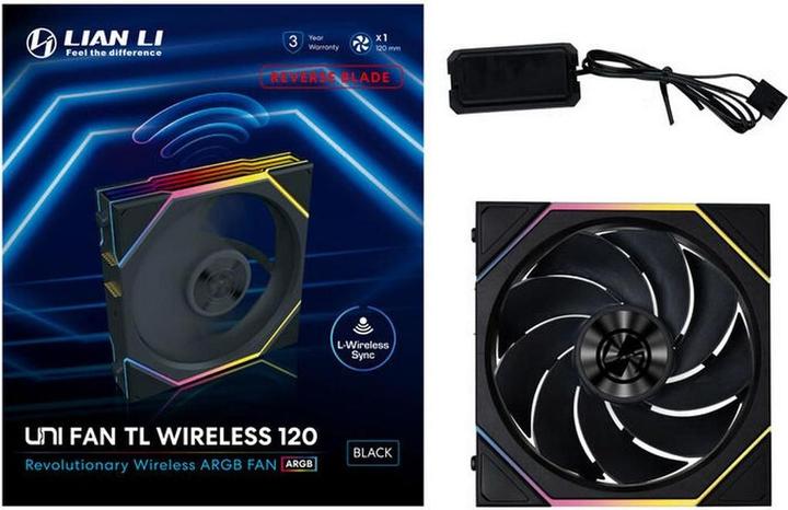 Actual product image Lian-Li UNI FAN TL Wireless Lüfter, ARGB, PWM - Reverse Blade, 120mm, schwarz (120 mm, 1 x)