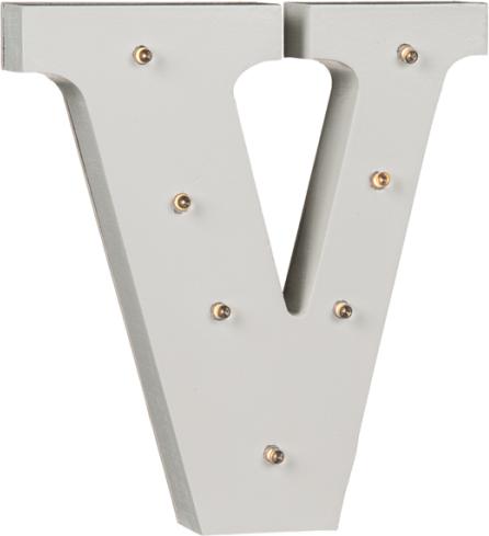 Image du produit Ootb Lettre V en bois illuminée, avec 7 LED, env. 16 cm