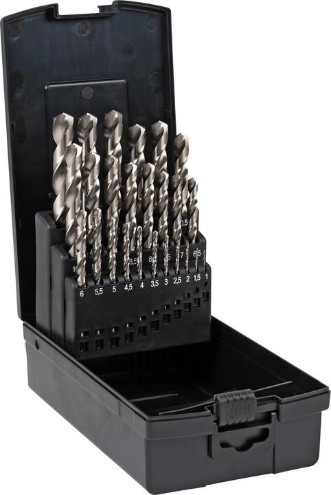 Produktbild Stier Spiralbohrer-Set Premium DIN 338 HSS-Co8 1-13mm 25-teilig in Kassette (1 mm, 1,5 mm, 2 mm, 2,5 mm, 3 mm, 3,5 mm, 4 mm, 4,5 mm, 5 mm, 5,5 mm, 6 mm, 6,5 mm, 7 mm, 7,5 mm, 8 mm, 8,5 mm, 9 mm, 9,5 mm, 10 mm, 10,5 mm, 11 mm, 11,5 mm, 12 mm, 12,5 mm, 13 mm)