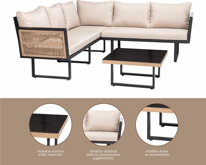 Actual product image Masterjero Outdoor Furnitu Set Grey 6seat With Tabl