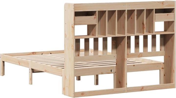 Produktbild VidaXL Massivholzbett Holzbett Bett mit Regal ohne Matratze 150x200cm Kiefer (150 x 200 cm)