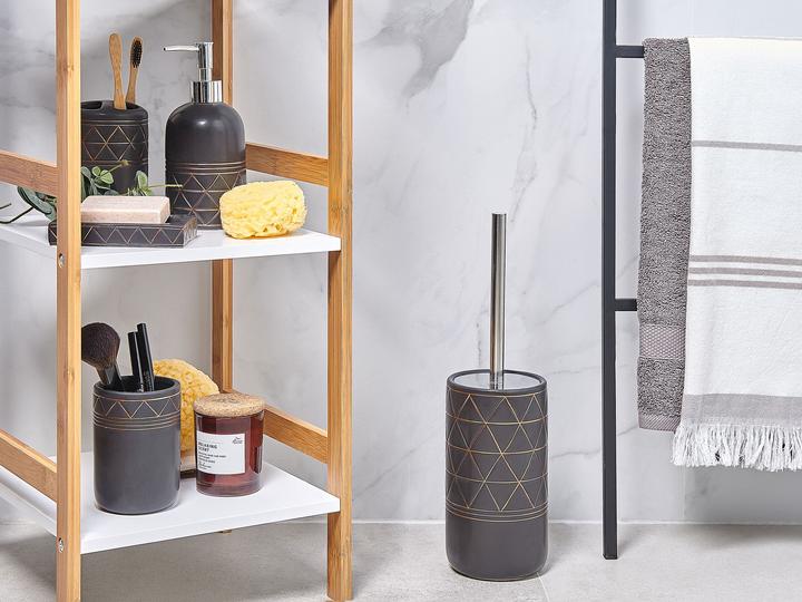 Produktbild Beliani Badezimmer Set 5-teilig Keramik schwarz / gold LANCO