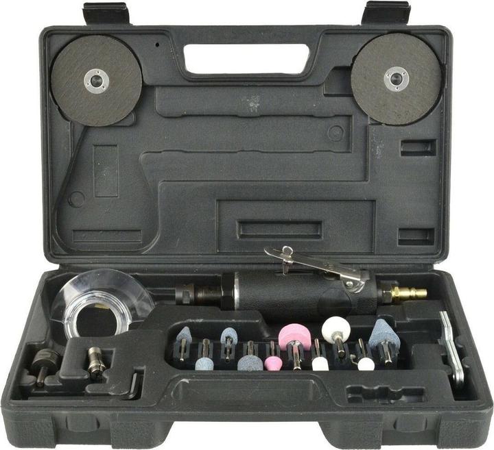 Actual product image GEKO Pneumatic straight grinder with accessories, 3 or 6mm, 1/4, 18000/min (Straight grinder)