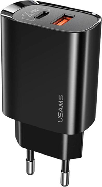 Immagine prodotto Usams Ład. siec. 1xUSB-C+1xUSB T35 20W (solo testa) PD3.0 +QC3.0 Ricarica rapida czarny/nero CC121TC02 (20 W)