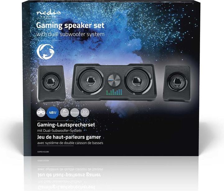 Actual product image Nedis Gaming Speaker | Speaker Channels: 2.2 | Power Supply via USB | 3.5 mm Plug | 48