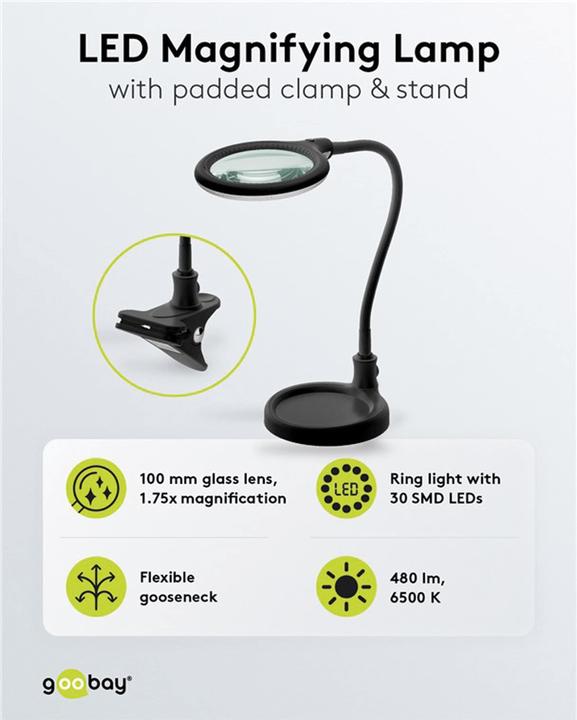 Immagine prodotto Goobay Supporto/supporto luce lente d'ingrandimento (480 lm)