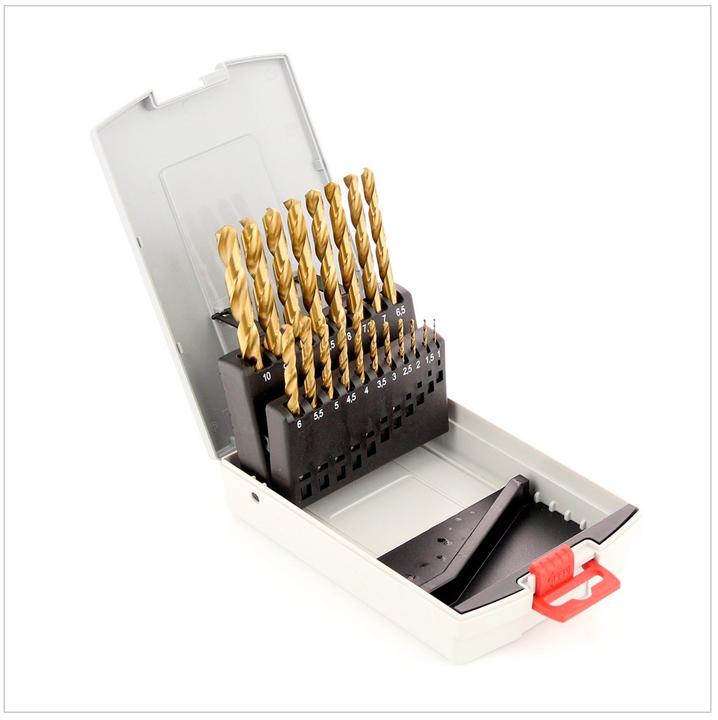 Actual product image Bosch Professional Zubehör Metal drill bit set HSS-TiN, ProBox, 19-piece (6 mm, 1 mm, 6.5 mm, 5.5 mm, 10 mm, 1.5 mm, 7 mm, 3 mm, 5 mm, 8.5 mm, 8 mm, 2.5 mm, 9 mm, 3.5 mm, 4.5 mm, 2 mm, 7.5 mm, 9.5 mm, 4 mm)