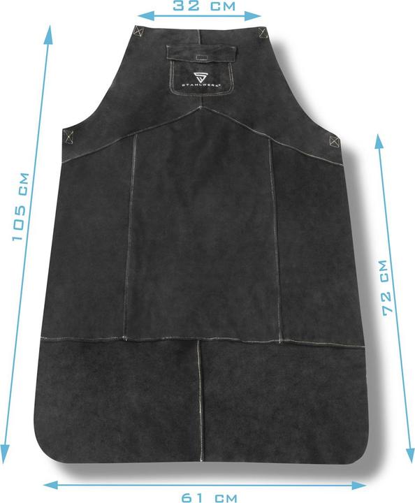 Produktbild Stahlwerk Schweisserschürze Schwarz Aus Hochwertigem Spaltleder (XL)