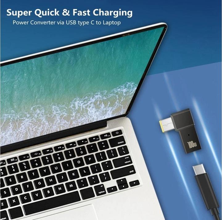 Actual product image PowerGuard USB-C to Lenovo Square Notebook Charger Adapter (10.5 x 4.2mm) (100 W)