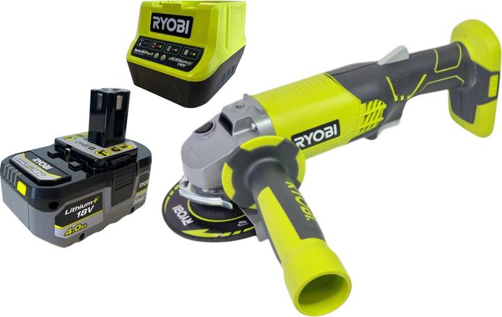 Ryobi R18AG-0 Akku Winkelschleifer 18 V ONE+ 115 mm + 1x Akku 4,0 Ah + Ladegerät (115 mm)