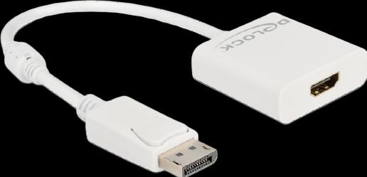 Image du produit Delock Adaptateur DisplayPort 1.2 mâle vers HDMI femelle 4K actif blanc (HDMI, 20 cm)