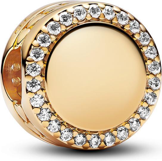 Image du produit Pandora Moments Bouton gravé Charm (Argent massif, Plaqué or)
