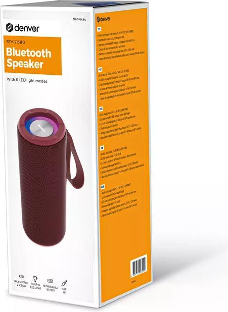Image du produit Denver Enceinte portable BTV-213BD, rouge (3 h, Alimentation via port USB)