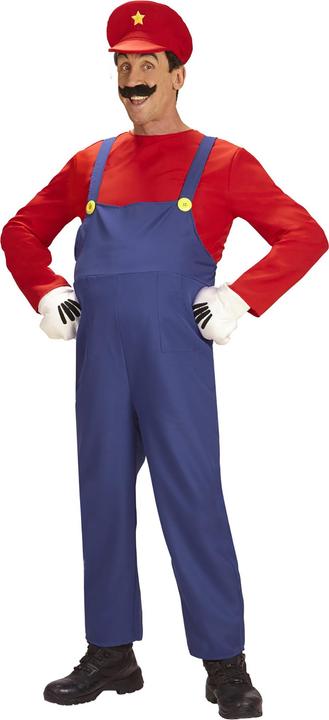Actual product image Widmann Super Mario plumber men's costume with overall, shirt and hat (XXL)