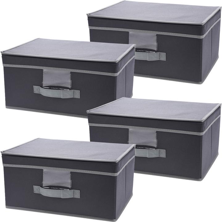Image du produit Storage Solutions Boîte de rangement avec couvercle & anse, pliable, 39 x 19 x 29 cm, lot de 4