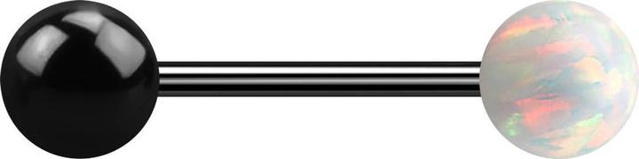 Produktbild Star Piercing Micro Barbell schwarz mit Kugel und Kugel Opal weiss (ohne Messing, Chirurgenstahl 316L)