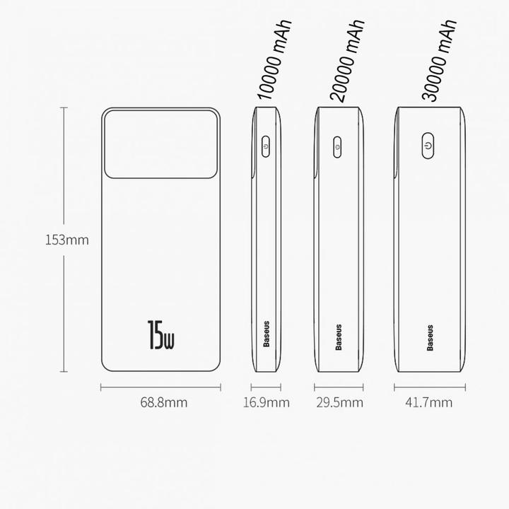 Actual product image Baseus Powerbank Bipow 10000mAh, 15W (white) (10000 mAh, 15 W, 74 Wh)