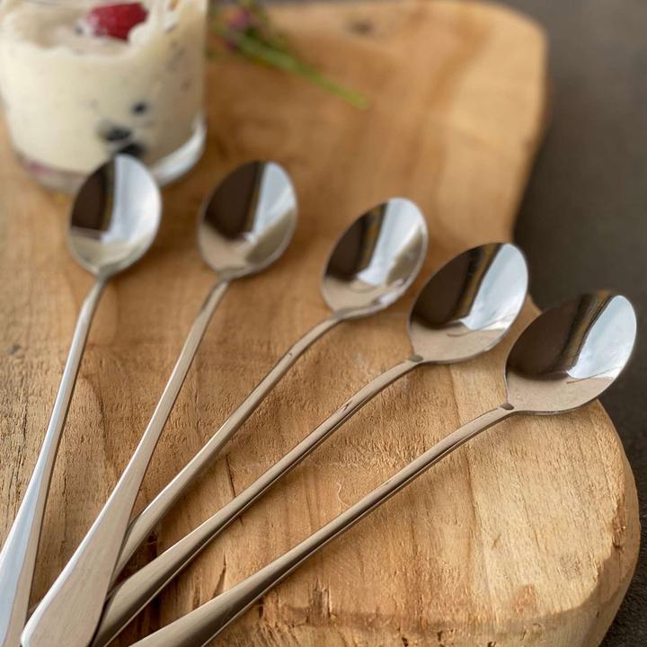 Immagine prodotto Intirilife Cucchiaio da gelato con manico lungo per dessert al caffè (6 Pezzo/i, Misurini)