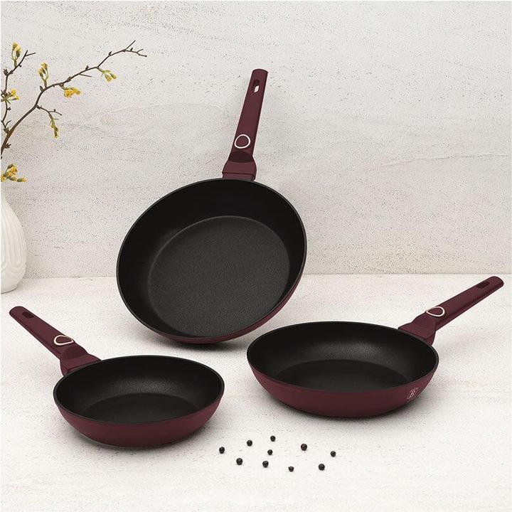 Actual product image BerlingerHaus Frying pan set, 3 pieces, Ø 20/24/28cm, bordeaux (28 cm, Frying pan, Aluminium)