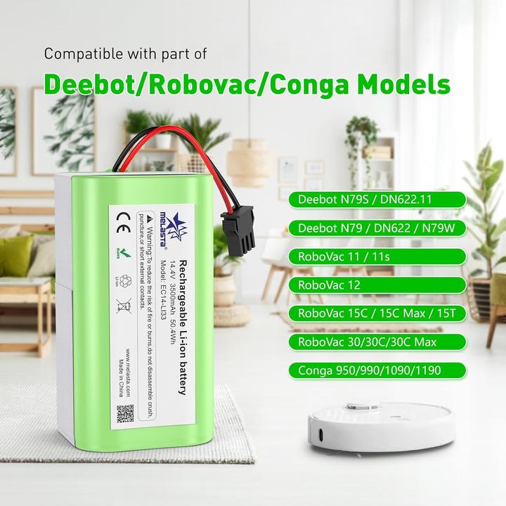 Immagine prodotto Melasta Batteria di ricambio agli ioni di litio da 14,4 V 3500 mAh per Tesvor X500