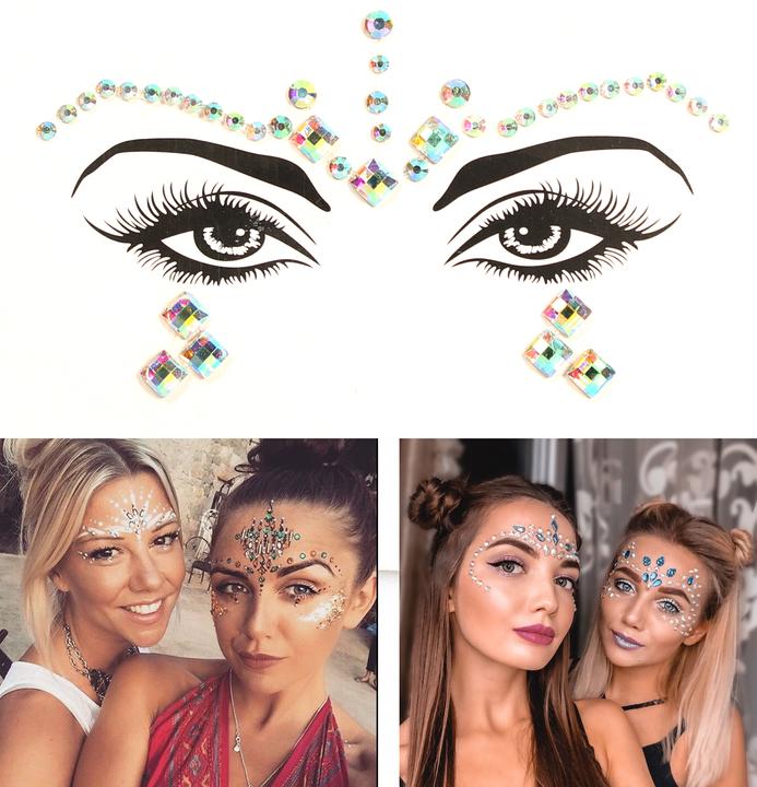 Produktbild PhoneLook Festival & Open-Air Gesicht Sticker Aufkleber Glitzer Diamanten Tattoo Style 7