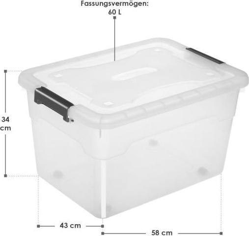 Image du produit Juskys Set de boîtes de rangement avec couvercle (58 x 43 x 34 cm, 60 l)