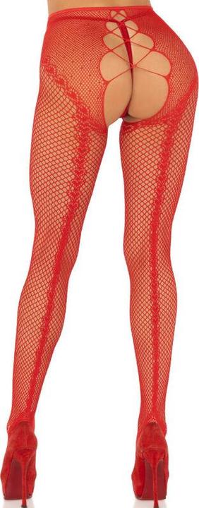 Actual product image Leg Avenue Fishnet Stockings With Crotchless Boot Red (One size)