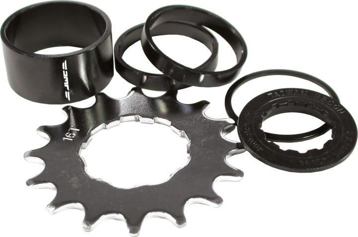 Actual product image DMR Singlespeed spacer kit, 16 teeth. Black.