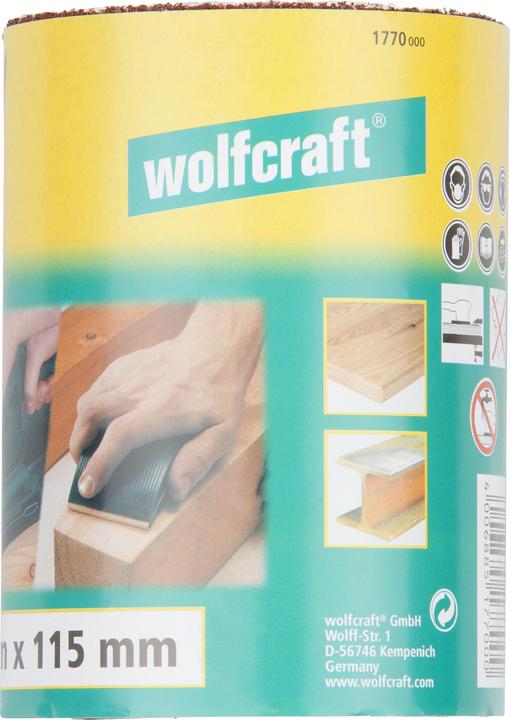 Produktbild wolfcraft Schleifpapierrolle für Holz/Metall, 5 m x 115 mm, Körnung 60 (60)