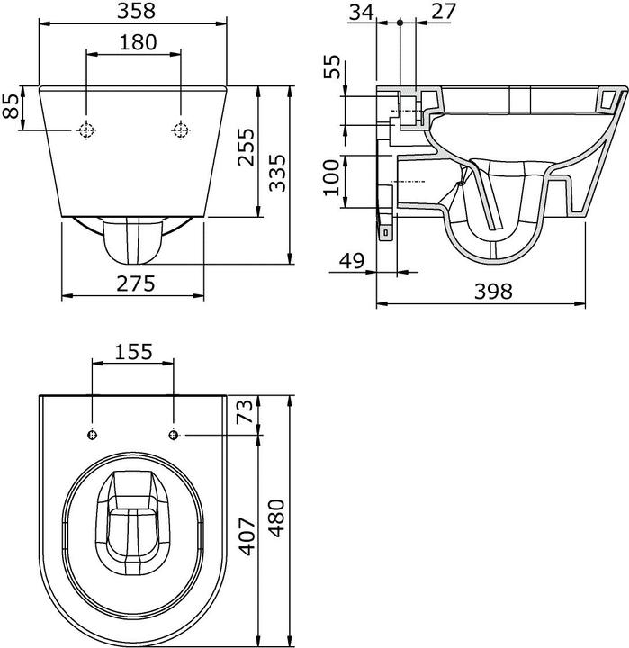 Image du produit Set de WC mural Sanitop avec abaissement automatique Soft-Close