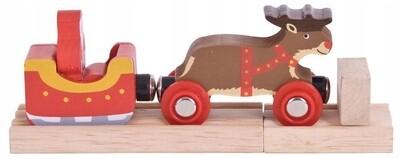 Actual product image Bigjigs Wooden Santa Claus, sleigh and reindeer