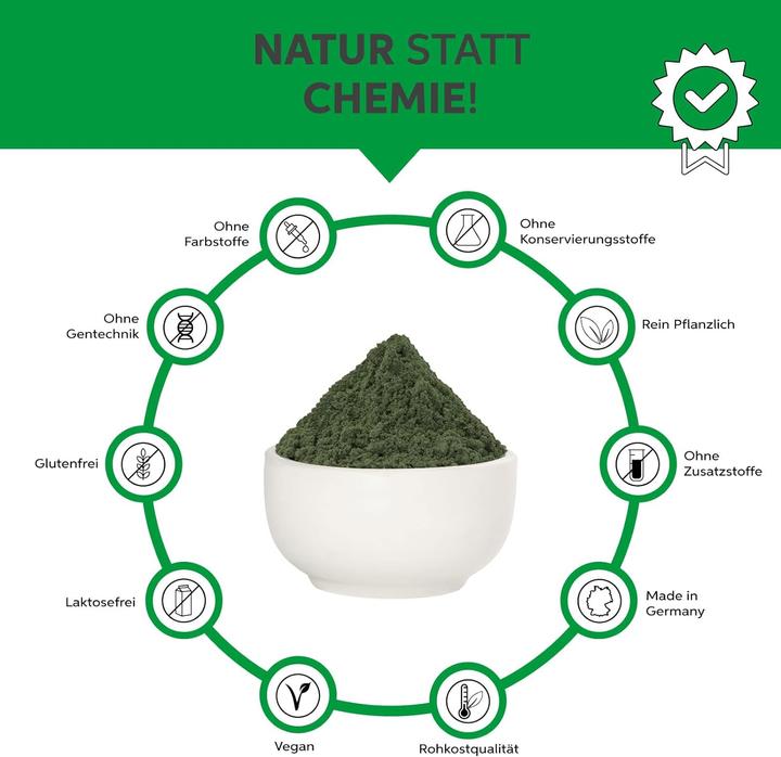 Actual product image Eltabia Organic chlorella powder | premium raw food quality | 100% pure algae powder without additives (Powder, 100 g)