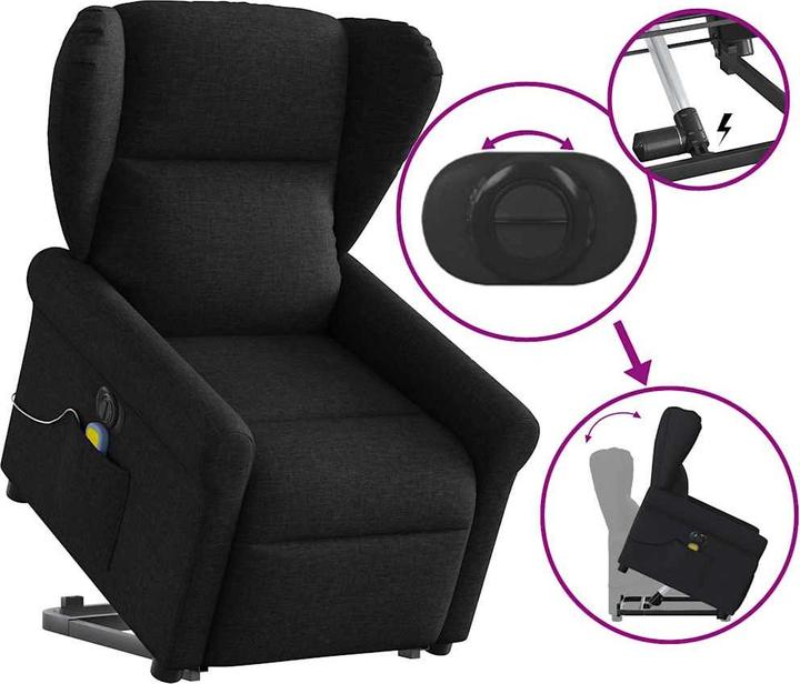 Produktbild VidaXL Elektrischer Massagesessel mit Aufstehhilfe Schwarz Stoff